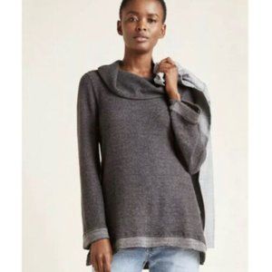 Anthropologie Maeve Charcoal Heather Gray Risa Hacci Cowl Tunic Sweater Size 1X